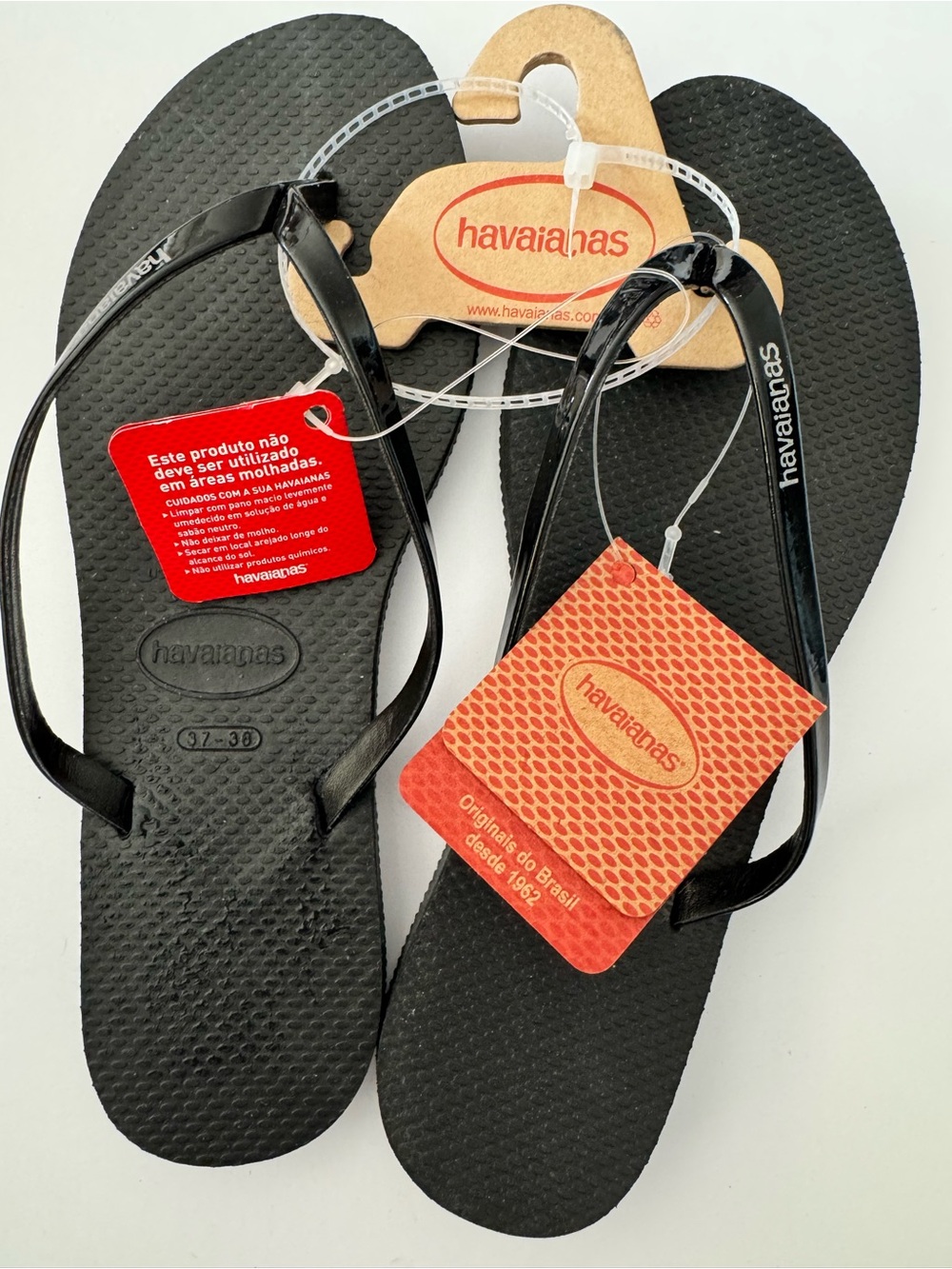 Havaianas Black Flip Flops Women’s “Slim” 37-38 / 7-8 NWT - Picture 2 of 6